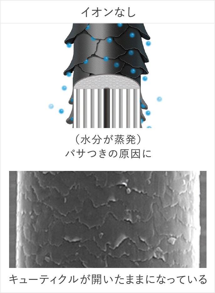 ドライヤー イオンなしとマイナスイオンとナノイー 違い